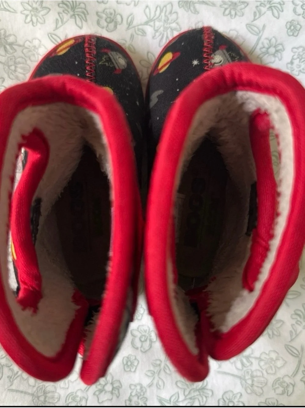 Bogs Kids Space Rocket Black and Red Insulated Boots